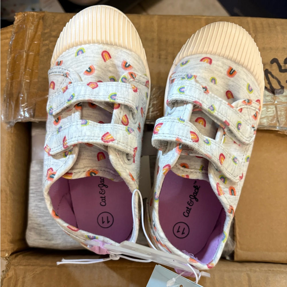 Cat & Jack Kids' Sneakers with Rainbow Accents - Cream